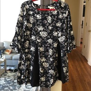 M Kori America black greyscale floral mini dress